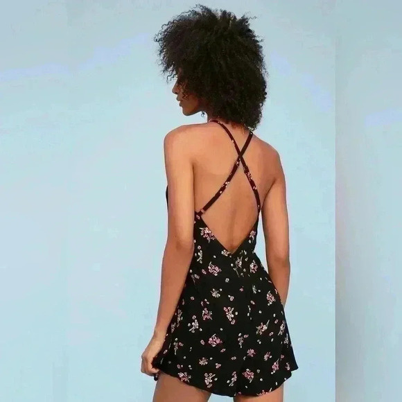 Free People - Tango at Night Black Floral Print Wrap Romper - Picture 2 of 9